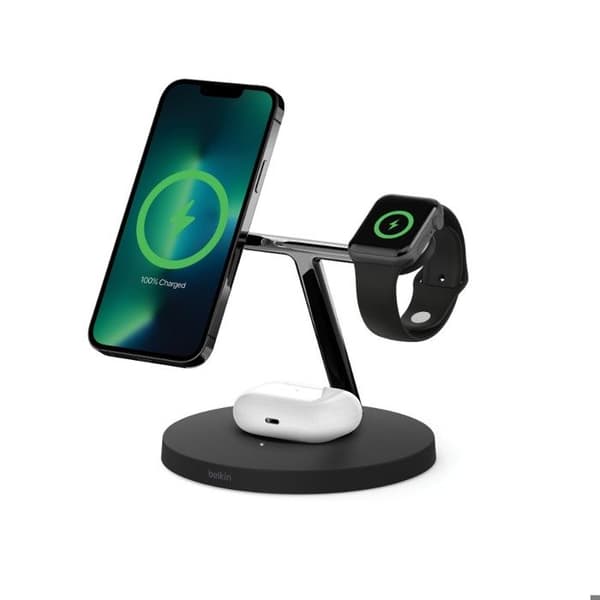 Laddare - Belkin - Pro Magsafe 3-1 - Trådlös laddning - Kompatibel med smartphones - Svart
