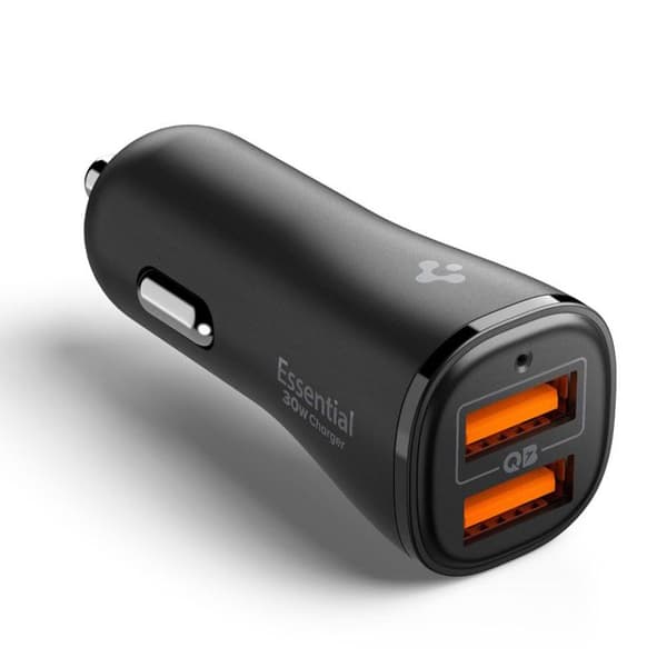 Laddare för bil 2 x USB, 30W - Spigen Essential (EV302) - Svart