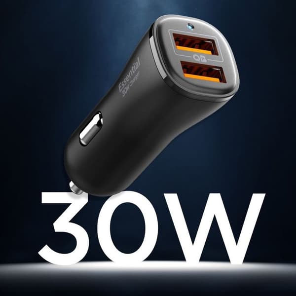 Laddare för bil 2 x USB, 30W - Spigen Essential (EV302) - Svart