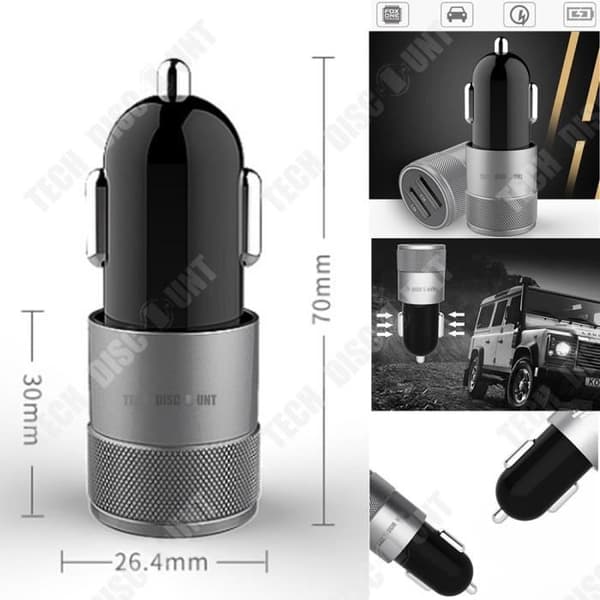 TD® Biltelefonladdare 2 USB-portar Universal Kompakt 12V-24V Smart Apple Samsung Huawei Android Smartphone Tablet
