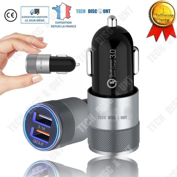 TD® Biltelefonladdare 2 USB-portar Universal Kompakt 12V-24V Smart Apple Samsung Huawei Android Smartphone Tablet
