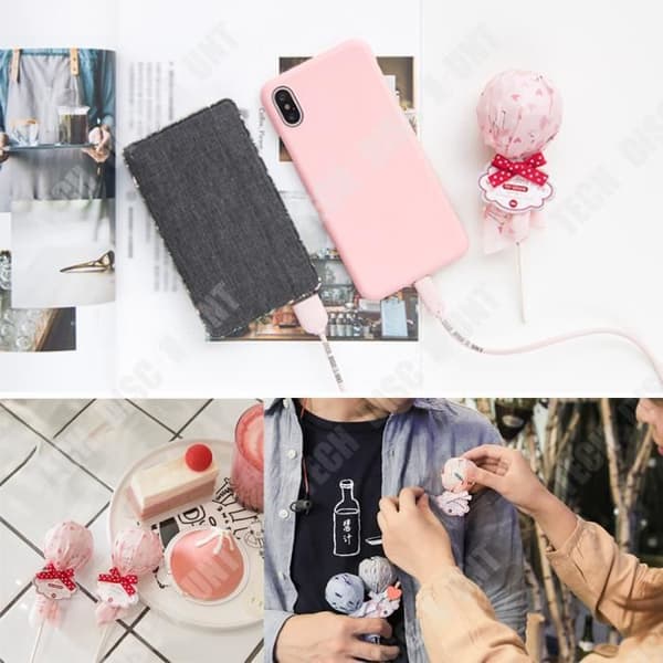 TD® Original usb laddningskabel godis lollipop rosa söt iphone data laddare batteri snabbladdning kraftfull driven