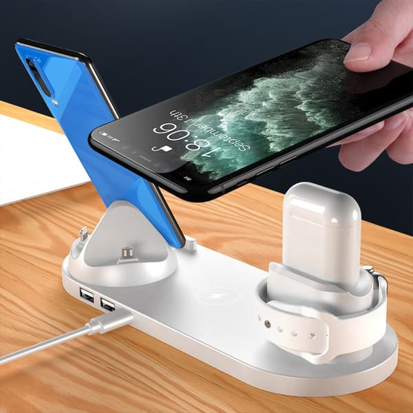 Trådlös laddare - Multifunktionell - 10W - Överströmsskydd - Dubbel USB-utgång - QI