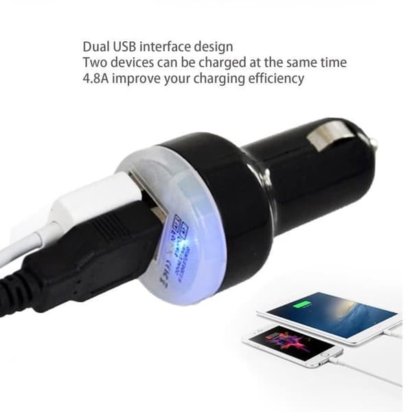 TD® Billaddare Napp USB Billaddare Dubbel USB2.1A Biltelefonladdare