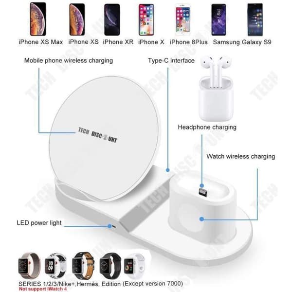 TD® Induktiv Laddare 25*10*8,5cm-Smart trådlös snabbladdning