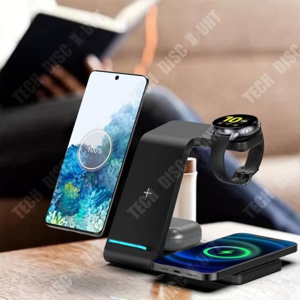 TD® Four in One trådlös laddare för Samsung Galaxy Watch Active/Galaxy Buds Watch Mobiltelefon Vikbar trådlös laddning Ra
