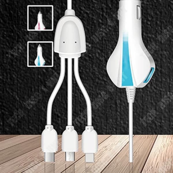 TD® Bilmobilladdare Dubbel USB Snabbladdning Tretråds bärbar mobiltelefonladdare