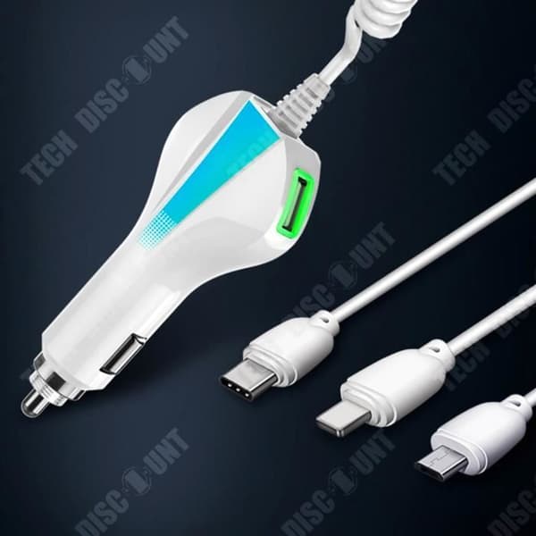 TD® Bilmobilladdare Dubbel USB Snabbladdning Tretråds bärbar mobiltelefonladdare