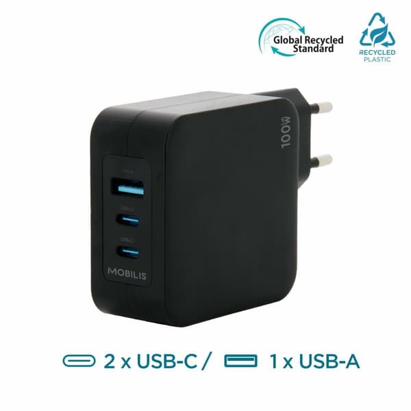 Bærbar oplader Mobilis 001365 Sort