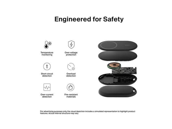 Trådlös laddare - BELKIN - BOOSTCHARGE Qi2 - 15W - Magnetisk - Fällbar - Svart