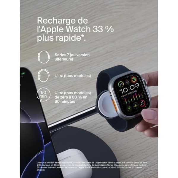 Belkin BoostCharge 3-i-1 Laddningsstation med Qi2 MagSafe-laddare för iPhone 16, Apple Watch, AirPods, Svart