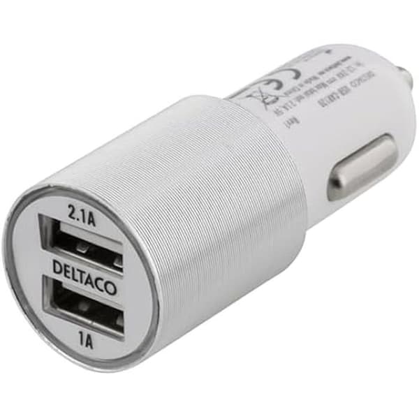 Biltillbehör för bil - DELTACO - USB-C PD och USB-A - 36W - Snabbladdning - Svart Svart