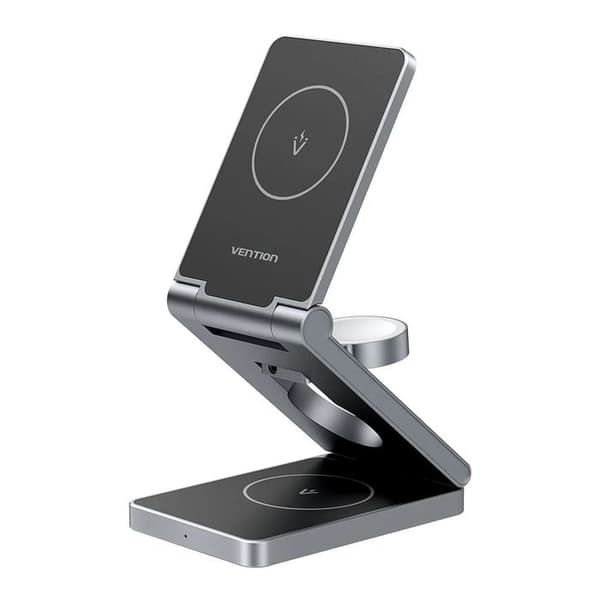 Trådlös snabb laddare 3 i 1, LED-indikator, MagSafe-kompatibilitet - Vention (FGFH0) - Silver
