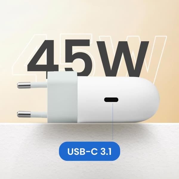 Laddare USB C 45W Power Delivery 3.1 Snabbladdning Google Vit