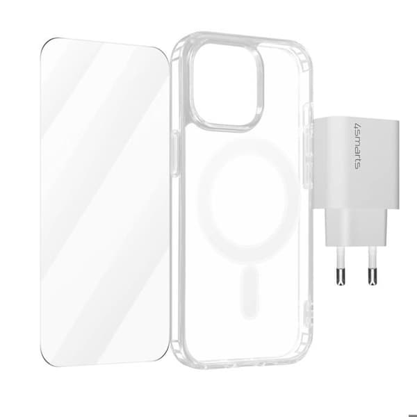 Kit 3 i 1 för iPhone 15 Pro Max - Magsafe-skal + Film + USB-C-laddare - 4smarts