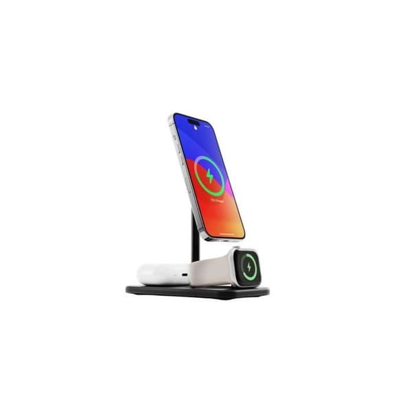 Trådlös laddare Qi2 - Twelve South - HiRise 3 Deluxe - Kompatibel med MagSafe - 3-i-1 - Svart