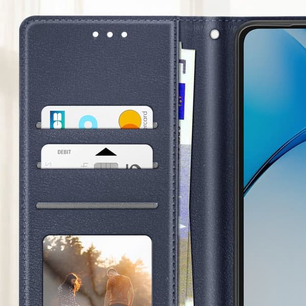 Etui för Oppo A40 med dragsnodd, flip-fodral, plånbok, blå