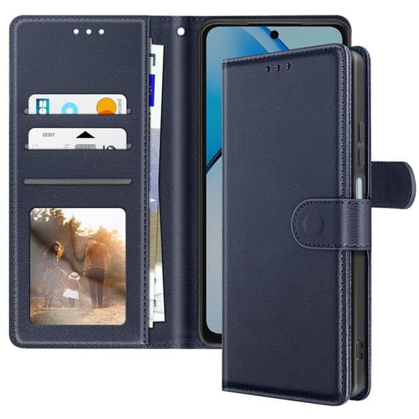 Etui för Oppo A40 med dragsnodd, flip-fodral, plånbok, blå