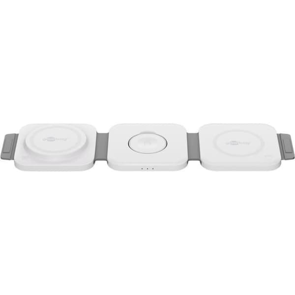 Trådlös 3-i-1-laddare - GOOBAY - Fällbar - Kompatibel med iPhone, AirPods, Apple Watch - Snabbladdning Vit