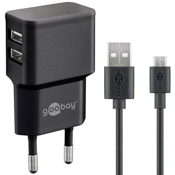 Laddare telefon Goobay - 44984 - Micro USB Dual Laddare 2,4 A Svart Svart