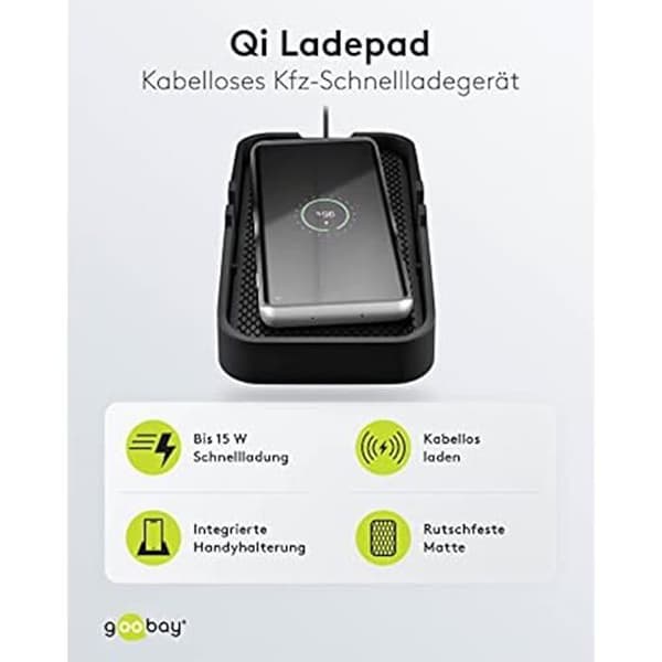Trådlös billaddare - GOOBAY - 60471 - 15 W - 2 i 1-stöd - Qi-kompatibel
