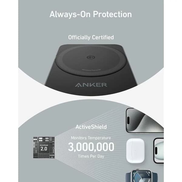 Laddstation - Anker - MagGo 3in1 - Qi2 - 15W - USB-C - Svart