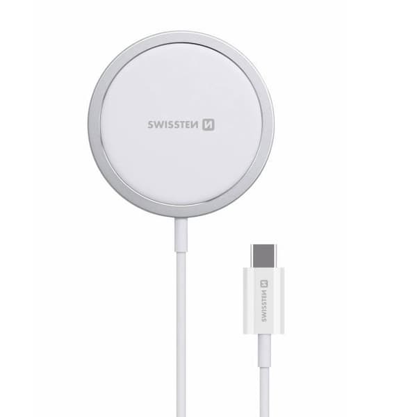 MagSafe iPhone Laddare 15W Snabbladdning USB-C Kabel Swissten MagStick Vit Vit