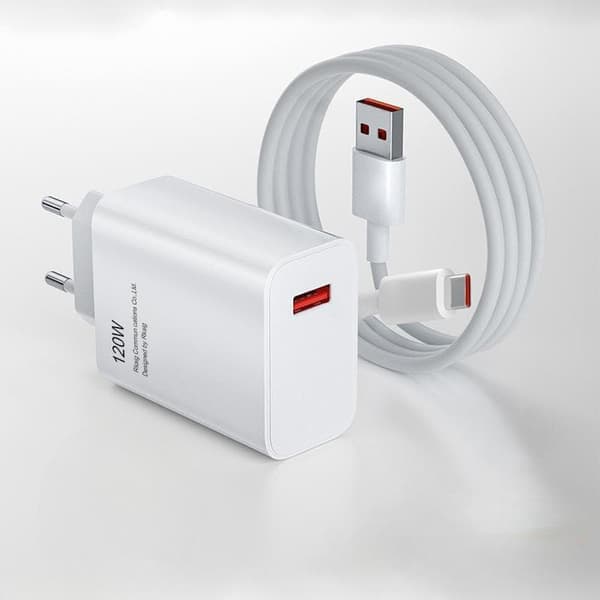 120W Laddare för USB C Laddningskabel för Xiaomi Laddare Snabbladdningsadapter Snabb Dual-Port Charger Kit - Vit