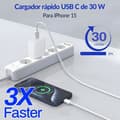 Miniatyrbild 3 av 6: USB C-laddare - Ospecificerad - 30W - Snabbladdning - 2M kabel - Kompatibel med iPhone 15/16/Samsung Galaxy