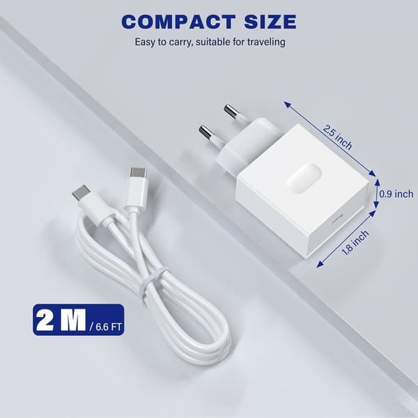 USB C-laddare - Ospecificerad - 25W - Snabbladdning - 2m kabel - Flera skydd