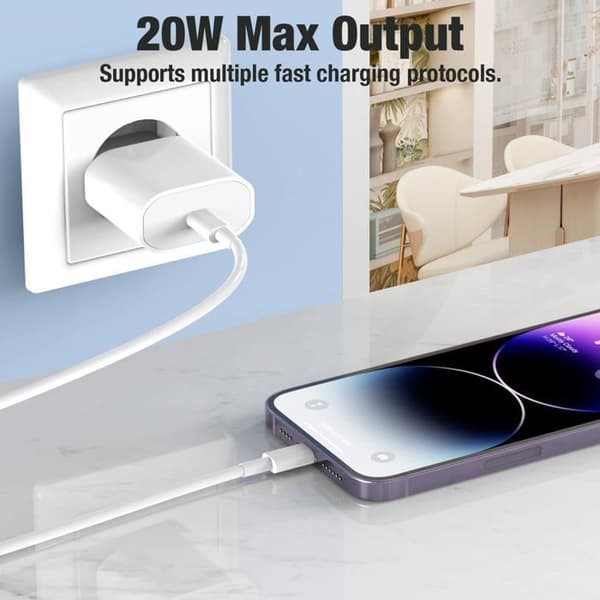 Snabbladdare USB C 20W Med USB C Till USB C 1M Kabel För iPhone 16/16 Pro/16 Pro Max/15/15 Pro/15 Pro Max/15 Plus, iPad Pro/Air