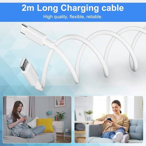 Laddare - 20W - USB C - 2M Kabel - Snabbladdning - Multiskyddsäkerhet