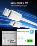 Miniatyrbild 4 av 6: Snabb Laddare - USB-C Adapter - 27W - Kompatibel med iPhone 15/16 - 2m Kabel - Säkert Skydd