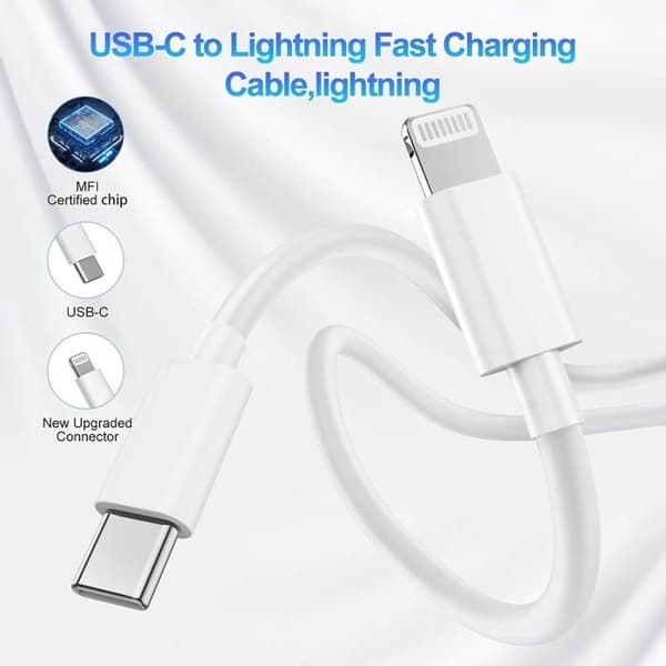 Laddare iPhone - Apple - 20W - Snabbladdning - Lightning-kabel 2m - USB Typ C