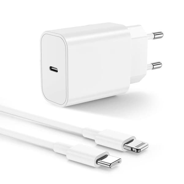 Laddare iPhone - Apple - 20W - Snabbladdning - Lightning-kabel 2m - USB Typ C