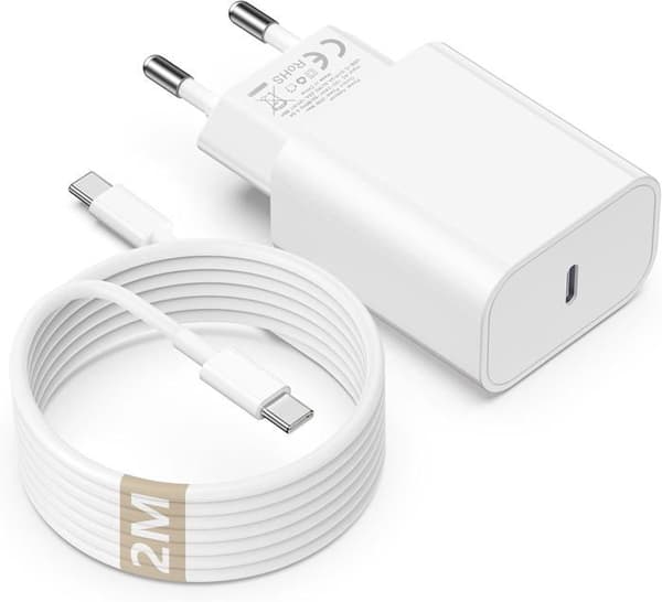 Laddare - Jeenek - 20W - Snabbladdning - USB C - 2M kabel kompatibel med iPhone 15/16