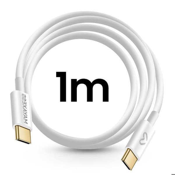 USB-C-strömadapter med Power Delivery 20W och Mayaxess-kabel i vitt