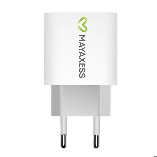 USB-C-strömadapter med Power Delivery 20W och Mayaxess-kabel i vitt