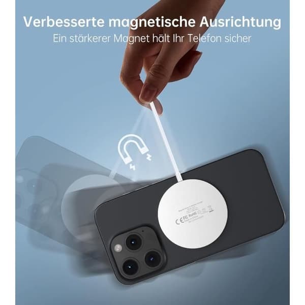 RoRoSkin trådlös Mag-Safe-laddare med aluminiumstöd för iPhone 151413