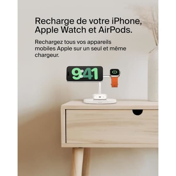 Laddstation 3-i-1 - Belkin - BoostCharge - Qi2 - MagSafe - Vit