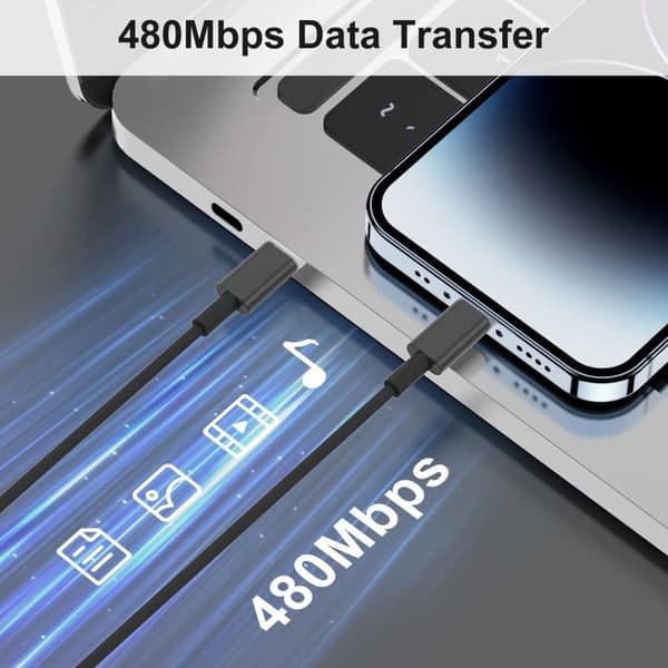 2-Pakkaus - Latauskaapeli iPhonelle ja AirPodsille - USB-C - Lightning Kaapeli 3m - Musta