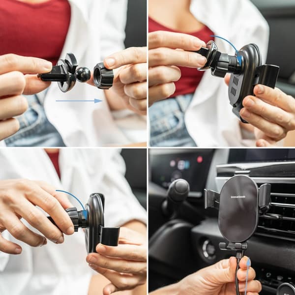 BEGAGNAD Hållare med trådlös snabbladdare för bilen Chakar InnovaGoods (Renoverade A)