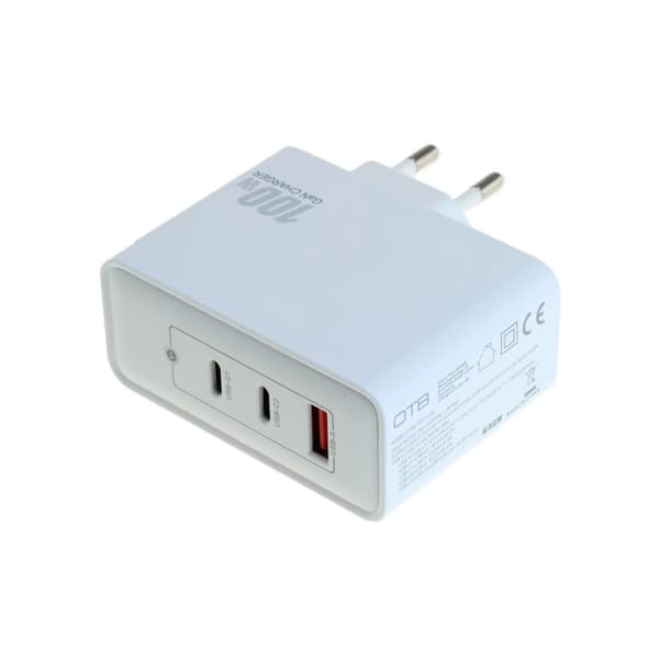 USB-laddare med GaN-teknik, 2x USB-C PD och 1x USB-A – upp till 100 W