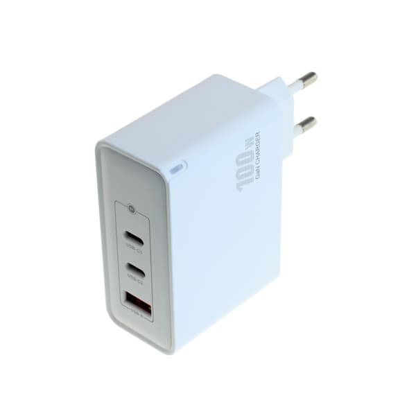 USB-laddare med GaN-teknik, 2x USB-C PD och 1x USB-A – upp till 100 W