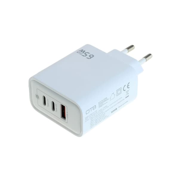 USB-laddare med GaN-teknik, 2x USB-C PD och 1x USB-A – upp till 65 W