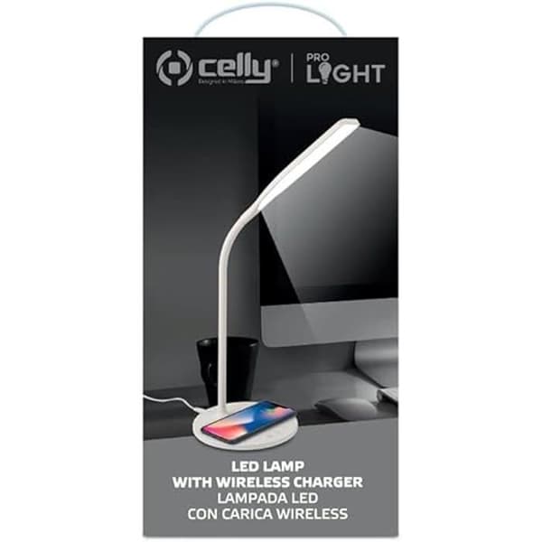 LED-lampa med trådlös laddare för smartphones - CELLY - WLLIGHT10WWH - Vit - 250 g Vit