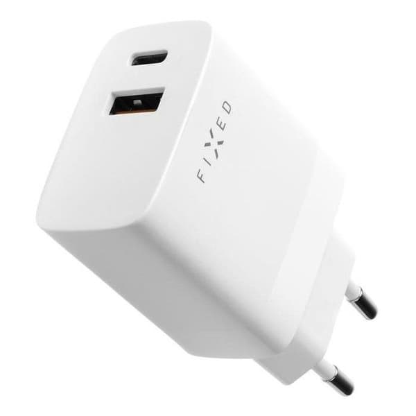 FIXE med USB-C och USB-utgång och stöd för PD och QC 3.0 20W vit
