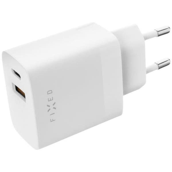 FIXE med USB-C och USB-utgång och stöd för PD och QC 3.0 20W vit