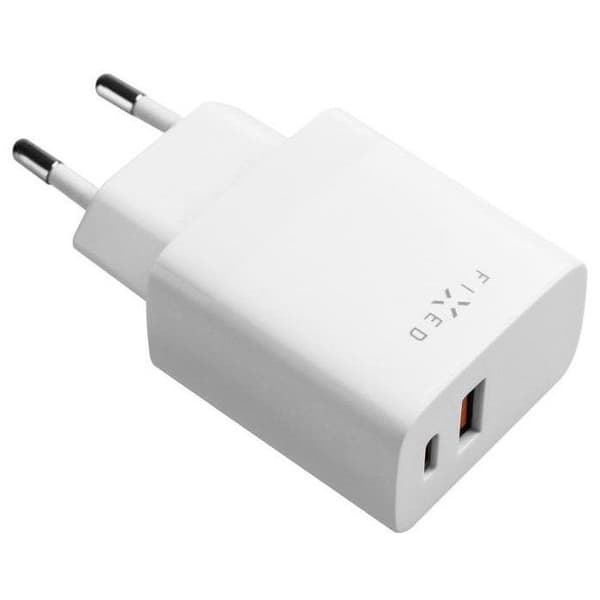 FIXE med USB-C och USB-utgång och stöd för PD och QC 3.0 20W vit