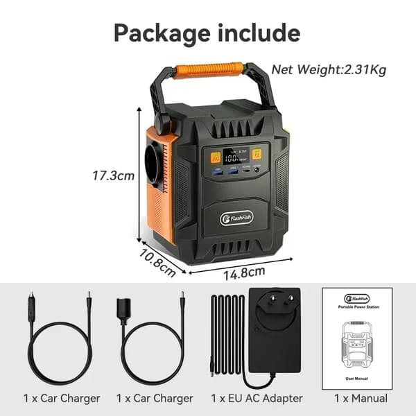 Bærbar Strømgenerator, 230V Udgange, 48000mAh Kapacitet,230V EU